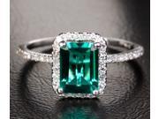 2.56ct EMERALD H SI DIAMOND SOLID ENGAGEMENT WEDDING RING 14K WHITE GOLD HALO