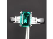 6x8mm Emerald VS Baguette .29ct Diamond Claw Prongs 14K White Gold Wedding Ring