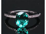 7x9mm Emerald and Diamonds 1.46ct 14k White Gold Pave Engagement Wedding Ring