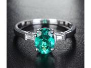 6x8mm Emerald VS Baguette Diamonds Solid 14kt White Gold Engagement Wedding Ring