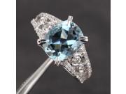 8x10mm VS Aquamarine .71ct Diamond Claw Prongs Antique Engagement Wedding Ring