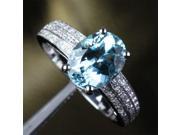 8x10mm Aquamarine .37ctw Diamonds 14k White Gold Engagement Wedding Promise Ring
