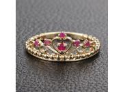 Unique Crown Natural Ruby Solid 14K Yellow Gold Engagement Wedding Band Ring