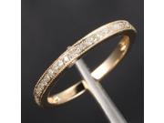 MILGRAIN Pave Diamond 14K Yellow Gold Wedding Half Eternity Wedding Band Ring