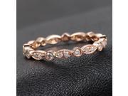 Stackable Art Deco Bezel Diamond 14K Rose Gold Wedding Ring