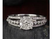0.68ct DIAMOND Solitaire Side Solid 14K WHITE GOLD ENGAGEMENT WEDDING RING