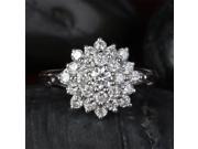 Natural Cluster Flower .88ctw Diamonds 14kt White Gold Engagement Wedding Ring