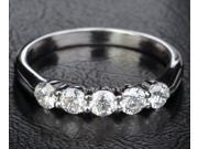 5 Stones Solid 14k White Gold .31ct Diamonds Wedding Band Engagement Ring