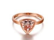 Satin Finish 8mm Trillion Cut VS Morganites 14K Rose Gold Promise Wedding Ring