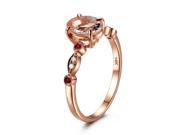 Milgrain Natural Rubies Diamonds Antique Art 6x8mm VS Morganite Ring 14K Rose Gold Engagement Ring Wedding Ring Anniversary Ring