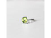 Halo Cushion Peridot Ring with Halo Diamond in 14K White Gold Engagement Wedding Gift Anniversay Gift