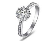3CT DIAMETER Flower Solid 14K White Gold DIAMOND Solitaire Halo Engagement Ring