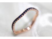 Unique .39ct Ceylon Blue Sapphire 14K Rose Gold Full Eternity Wedding Band Ring