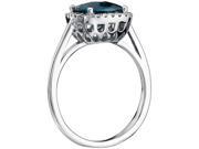 London Blue Topaz and Diamonds Halo Cushion Ring in 14K White Gold Engagement