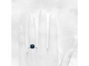 London Blue Topaz and Diamonds Halo Cushion Ring in 14K White Gold Engagement