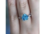 Romantic Heart Shaped 2.15ct Blue Topaz H SI Diamonds Prong 14K White Gold Engagement