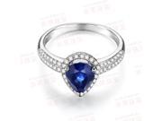 Ceylon Blue Sapphire VS Diamond 14K White Gold Engagement Wedding Ring