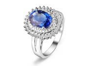 Ceylon Blue Sapphire VS Diamond 2.70ctw 14K White Gold Flower Engagement Ring