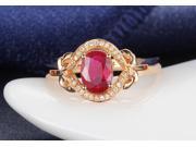 Oval Cut 0.7ctw Ruby Ring 14K Rose gold Pave Diamond Ring Engagement Ring Wedding Ring Anniversary Ring