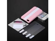 Stylus Screen Film Pink Hard Plastic Combo Stand Case Cover For iPhone 4 4S 4G