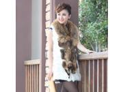 Real Fur Women Large Raccoon Fur Collars Rabbit Line Fur Vest Sleeveless Vest Jacket