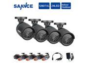 SANNCE 4 Packed New AHD 720P Outdoor CCTV Camera Kits with AHD Camera Cables IP66 Weatherproof Home Security System Super Night Vision