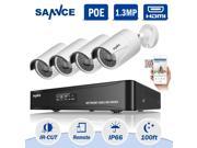 SANNCE 4 Channel 960P POE NVR Video Security System With 4 IP Cameras No HDD Included Quick QR Code Smartphone Access HDMI Output USB Backup