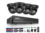 ANNKE 4CH Security System 720P Video Recorder and 4 1280TVL Weatherproof Surveillance Cameras with IR Cut Built in QR Code Quick Scan Remote Access Viewing N