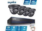 Sannce 4CH Full 1080P HD Realtime CCTV DVR Video Surveillance Recorder w 4x 1920*1080P 2.1MP Metal Weatherproof Dome Camera Home Security Camera System P2P e