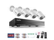 SANNCE Smart Security Camera System 8 Channel HD 5 in 1 DVR 1080N DVR and 4 720P Indoor Outdoor Weatherproof Cameras with IR Night Vision LEDs NO HDD