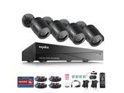 SANNCE 8 Channel HD 1080N CCTV Camera System DVR and 4 720P Indoor Outdoor Weatherproof Surveillance Cameras with IR Night Vision LEDs Remote Access