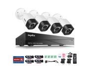 SANNCE Smart Security Camera System 8 Channel HD 1080N DVR and 4 720P Indoor Outdoor Weatherproof Cameras with IR Cut Night Vision NO HDD Included