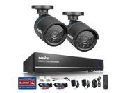 SANNCE 4CH HD 720P Security Cameras System W 2x 1.0MP Superior Night Vision Cameras HDMI VGA BNC Output IP66 Weatherproof Housing P2P Technology E Cloud Ser