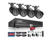 SANNCE 4CH HD TVI 720P DVR Home Surveillance System w 4 1280TVL 1.0MP Bullet Weatherproof Indoor Outdoor CCTV Bullet Cameras Infrared Superior Night Vision On