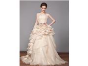 new fashion ball gown organza champagne floor length wedding gowns