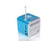 Cube MP3 player speaker with FM function USB TF card port Blue