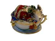 Cute mouse animal jewelry trinket box ring box jewelry case gift box birthday Christmas gifts Lovely little nap rat Vintage decoration box