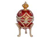 Hot sales Red Vintage decoration box crown egg faberge jewelry trinket box birthday gifts metal crafts wedding decoration