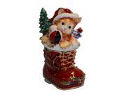 Christmas cat in the shoes animal jewelry box faberge trinket box metal crafts birthday Christmas gifts for boy and gril