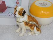 Saint Bernard dog jewel box animal tabletop alloy decorative crafts pewter ornament
