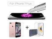 For iPhone 7 Plus Transparent Clear Case Screen Protector Tempered Glass iClover [9H Hardness] [Scratch Resistant] Screen Protective Film Front Case Cover for