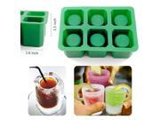 Silicone Mold iClover Ice Shot Glass Mold 6 Cups Square Green Ice Cube Tray Jelly Tray Chocolate Mold Food Grade Silicone Ice Shot