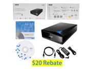 ASUS BW 12D1S U LITE 12X Blu ray CD DVD External Burner Drive in Retail Box FREE 1pk Mdisc BD BD Suite Disc USB Cable Power Adapter