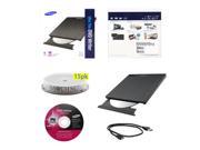 Samsung SE 218GN RSBD 8X M Disc CD DVD Ultra Slim External Burner Writer Drive FREE 15pk Mdisc DVD Software Disc USB Cable