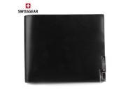 SWISSGEAR imported short leather wallet for men horizontal section black BW4045