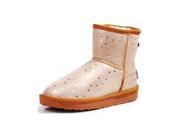 AICCO womens 5858 5 Flash Snow Boots Leopard Print Leather with Warm Lining
