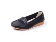 AICCO womens 533 Solid Wedge Flats Shoes Leather Loafer