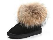 AICCO womens 5854 1 Fox Snow Boots Leather with Real Fur NOT Faux