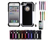 New Dual Layer Rugged Hybrid Shock Proof Case For Apple iPhone 5 5G 5S With Stylus Pen Screen Protector