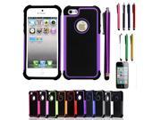 New Dual Layer Rugged Hybrid Shock Proof Case For Apple iPhone 5 5G 5S With Stylus Pen Screen Protector